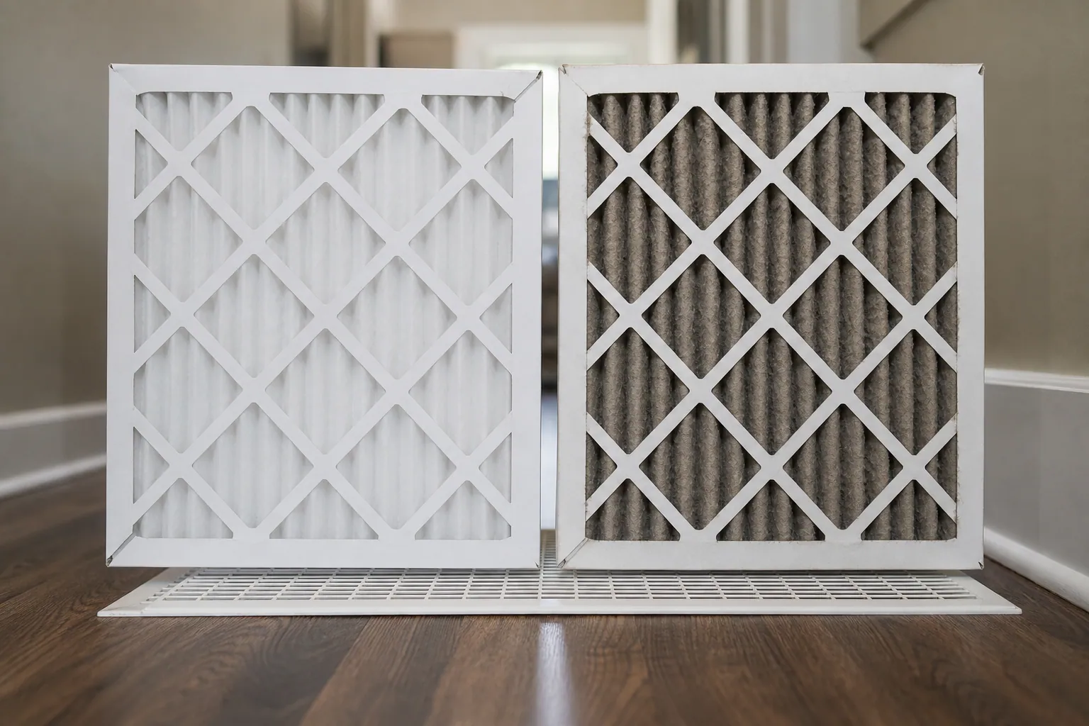 Dust-clogged HVAC air filter in need of replacement